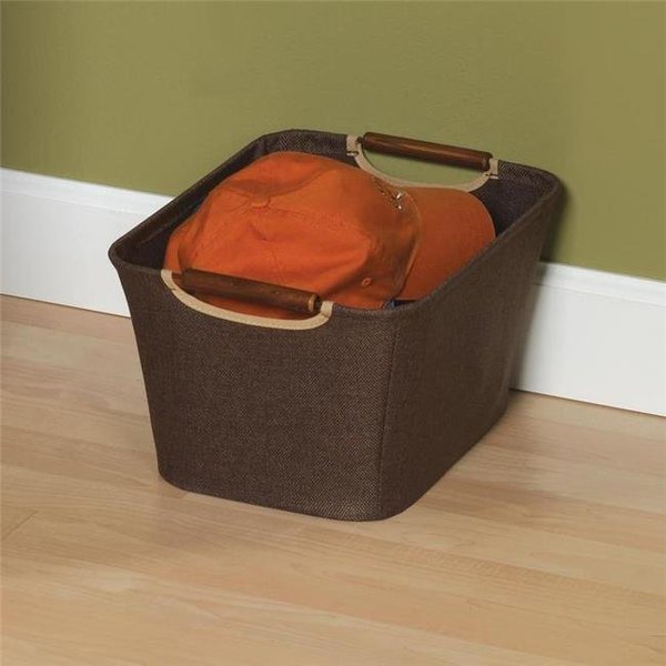 Household Essentials Household Essentials 600 Small Open Tapered Bin with wood handles Coffee Linen 600